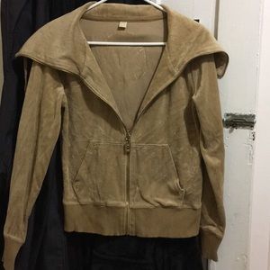 Michael Kors Tan Zip Up Velour Sweater Size Small